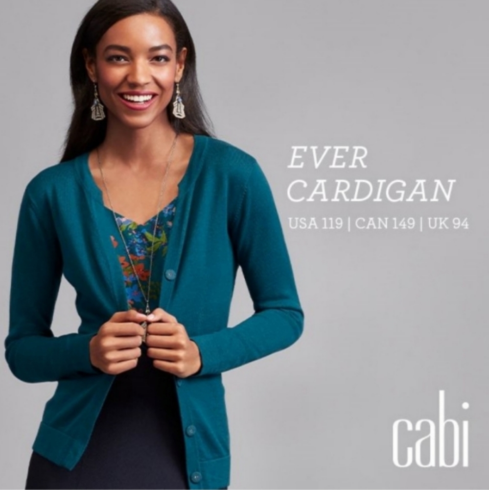 Cabi #3368 Ever Cardigan Teal Snap Front Sweater Size Medium